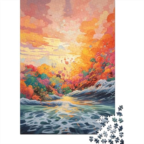 Holzpuzzle „Sonne auf dem Meer“ für Kinder, 1000 Teile, rechteckiges Puzzle, Geschenke und Heimdekoration und Familienspiel, 1000 Teile (75 x 50 cm) von WXMMoney