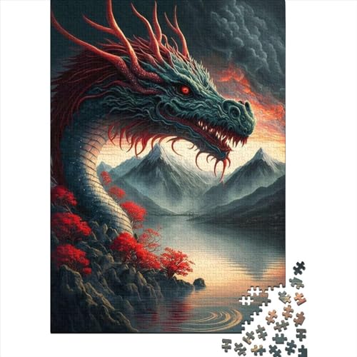 Holzpuzzle 1000 Teile Drachen Asiatisch 5 Holzpuzzles Lernpuzzle Spielzeug für Jungen und Mädchen Weihnachts- und Geburtstagsgeschenk (75x50cm) von WXMMoney