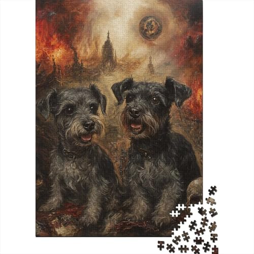 Holzpuzzle 1000 Teile Schnauzer Holzpuzzle Lernpuzzle Spielzeug für Jungen und Mädchen Weihnachts- und Geburtstagsgeschenk (75x50cm) von WXMMoney