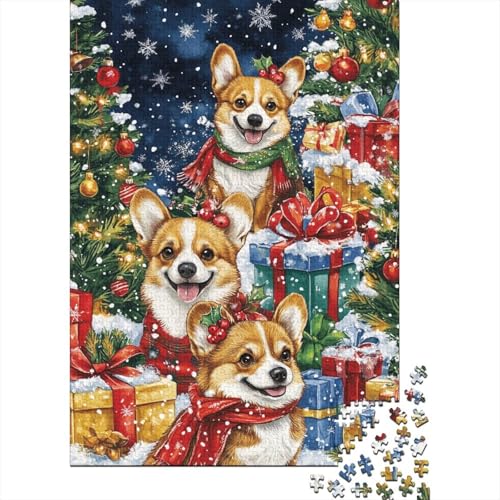 Holzpuzzle 300 Teile Corgi Holzpuzzle Lernpuzzle Spielzeug für Jungen und Mädchen Weihnachts- und Geburtstagsgeschenk 300 Teile (40x28cm) von WXMMoney