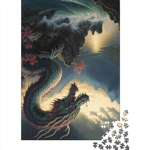 Holzpuzzle 300 Teile Drachen Asiatisches Puzzle Jungen und Mädchen Schwierigkeitspuzzle Lernspiele Familienspielzeug 300 Teile (40x28cm) von WXMMoney