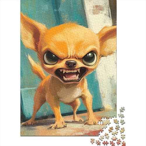 Holzpuzzle 500 Teile Chihuahua Puzzle Jungen und Mädchen Schwierigkeitspuzzle Lernspiele Familienspielzeug 500 Teile (52x38cm) von WXMMoney