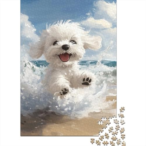 Holzpuzzle 500 Teile West Highland White Terrier Puzzle für Jungen und Mädchen Schwierigkeitspuzzle Lernspiele Familienspielzeug 500 Teile (52 x 38 cm) von WXMMoney