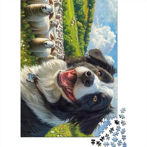 Holzpuzzle Border Collie 1000-teiliges Puzzle für Erwachsene und Puzzle-Herausforderungsspielzeug 1000 Teile (75 x 50 cm) von WXMMoney