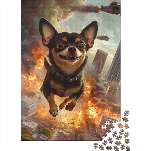 Holzpuzzle Chihuahua 500-teiliges Puzzle für Erwachsene und Puzzle-Herausforderungsspielzeug 500 Teile (52 x 38 cm) von WXMMoney