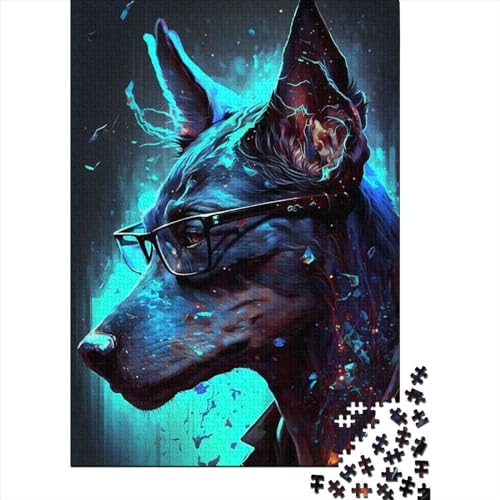 Holzpuzzle für Erwachsene 1000 Teile, Dobermann-Pinscher-Hundepuzzle, Freizeit- und Kreativspiele, Spielzeug, Puzzle 1000 Teile (75 x 50 cm) von WXMMoney