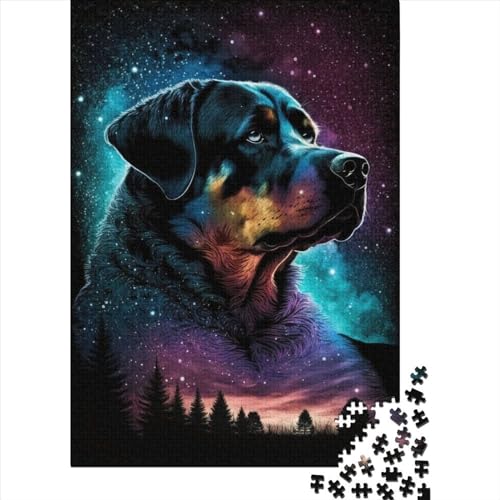 Holzpuzzle für Erwachsene 1000 Teile, Rottweiler-Stil, Puzzle, Freizeit, kreative Spiele, Spielzeug, Puzzles 1000 Teile (75 x 50 cm) von WXMMoney