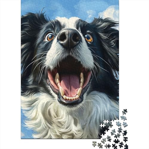 Holzpuzzle für Erwachsene 1000 Teile Border Collie Puzzle Freizeit Kreative Spiele Spielzeug Puzzles 1000 Teile (75x50cm) von WXMMoney