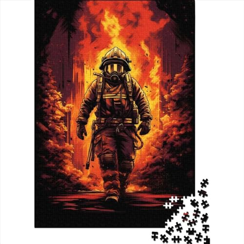 Holzpuzzle für Erwachsene 1000 Teile Feuerwehrmann_Flammenpuzzle Freizeit Kreative Spiele Spielzeug Puzzles 1000 Teile (75x50cm) von WXMMoney