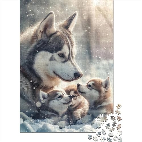 Holzpuzzle für Erwachsene 1000 Teile Siberian Husky Puzzle Freizeit Kreative Spiele Spielzeug Puzzles 1000 Teile (75x50cm) von WXMMoney