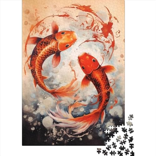 Holzpuzzle für Erwachsene 500 Teile Koi-Fische Puzzle Freizeit Kreative Spiele Spielzeug Puzzles 500 Teile (52x38cm) von WXMMoney