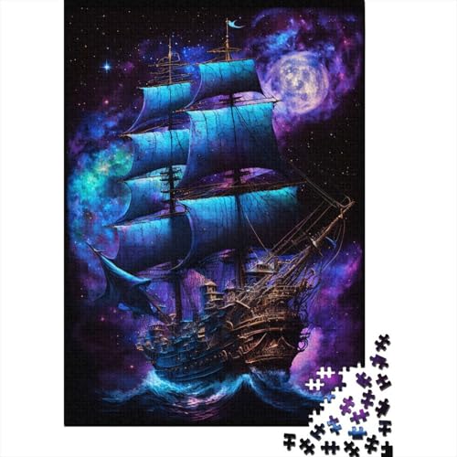 Holzpuzzle für Kinder, 1000 Teile, Galaxie-Piratenschiff-Puzzle für Kinder, anspruchsvolles Spiel, Denksportaufgaben, 1000 Teile (75 x 50 cm) von WXMMoney