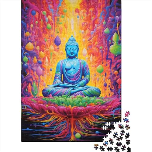 Holzpuzzle für Kinder, 300 Teile, farbenfrohes Graffiti-Buddha-Puzzle für Kinder, anspruchsvolles Denkspiel, 300 Teile (40 x 28 cm) von WXMMoney