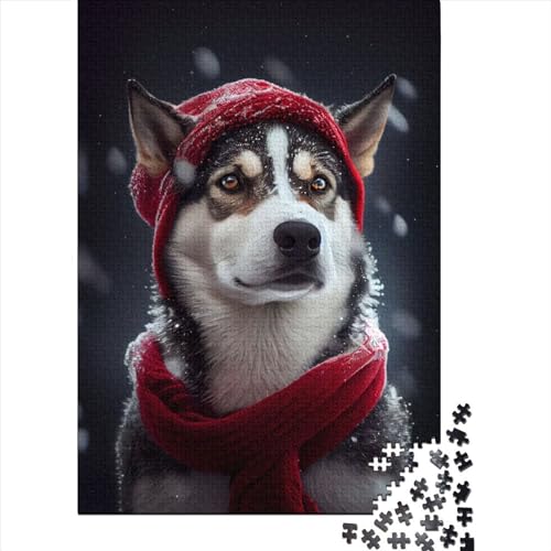 Husky-Schnee-Puzzle, 300 Teile, für Erwachsene, Holzpuzzle für Erwachsene und Teenager, Puzzle für Erwachsene, 300 Teile (40 x 28 cm) von WXMMoney