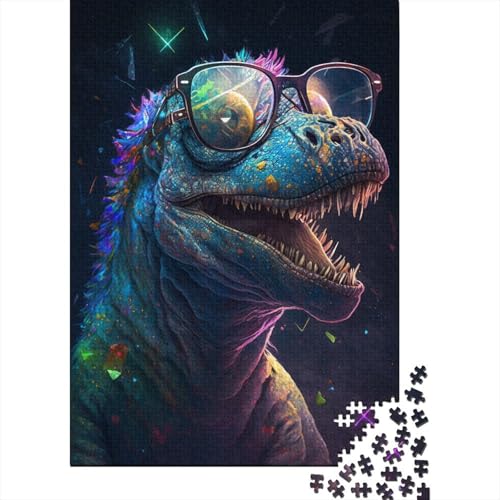 Kosmische Dinosaurier tragen Brillen, Puzzle 1000 Teile, Puzzle für Kinder, Denkspiel, Puzzlespielzeug für Kinder, 1000 Teile (75 x 50 cm) von WXMMoney