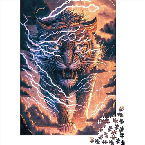 Kreative rechteckige Puzzles für Kinder, 300-teiliges Cosmic Fantasy Tiger Puzzles, praktisches Spiel, Familiendekoration, 300 Stück (40 x 28 cm) von WXMMoney