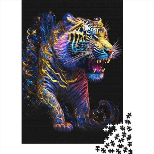 Kreative rechteckige Puzzles für Kinder, 300-teiliges Galaxy Fantasy Tiger-Puzzle, praktisches Spiel, Familiendekoration, 300 Stück (40 x 28 cm) von WXMMoney