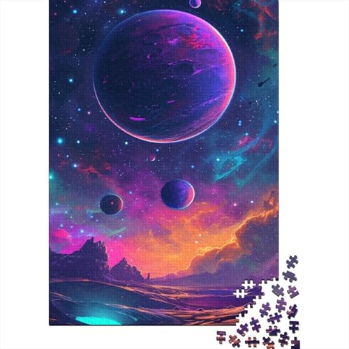 Kreatives rechteckiges Puzzle für Kinder, 300 Teile, Psychedelic Planet, Holzpuzzle, Puzzle, Mitmachspiel, Familiendekoration, 300 Teile (40 x 28 cm) von WXMMoney