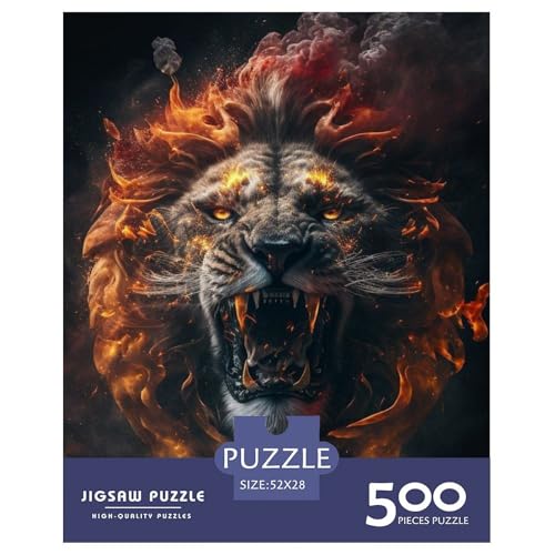 Künstlerisches Löwen-Puzzle für Erwachsene, 500 Teile, Holzpuzzle für Teenager, Geschenke, Lernspiel für Erwachsene Teenager, 500 Teile (52 x 38 cm) von WXMMoney