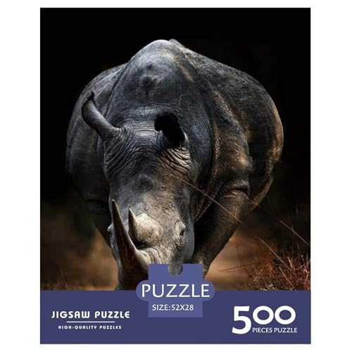 Künstlerisches Nashorn-Puzzle, 500 Teile, für Erwachsene, Puzzle für Erwachsene und Jugendliche ab 12 Jahren, 500 Teile (52 x 38 cm) von WXMMoney