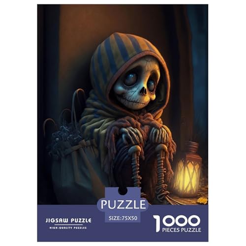 Künstlerisches Totenkopf-Puzzle, 1000 Teile, Puzzle für Erwachsene, Puzzles aus Holz, nachhaltiges Puzzle für Erwachsene | Spiele 1000 Teile (75 x 50 cm) von WXMMoney