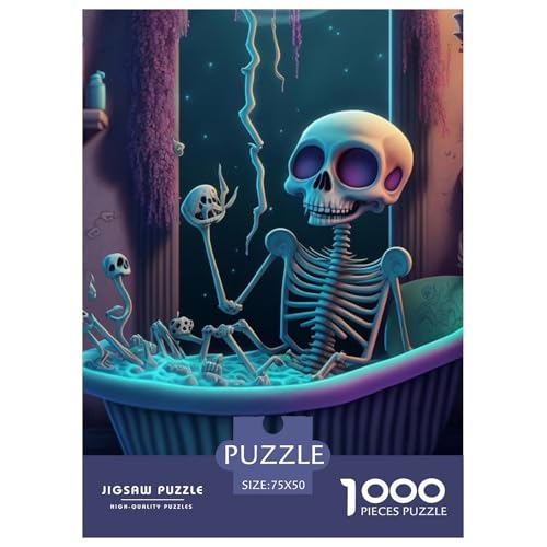 Künstlerisches Totenkopf-Puzzle, 1000 Teile, Puzzle für Erwachsene, Puzzles aus Holz, nachhaltiges Puzzle für Erwachsene | Spiele 1000 Teile (75 x 50 cm) von WXMMoney