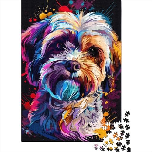 Lhasa Apso-Hundekunst, kreatives 1000-teiliges Holzpuzzle für Kinder, anspruchsvolle Familienspiele, Spielzeug, 1000 Teile (75 x 50 cm) von WXMMoney