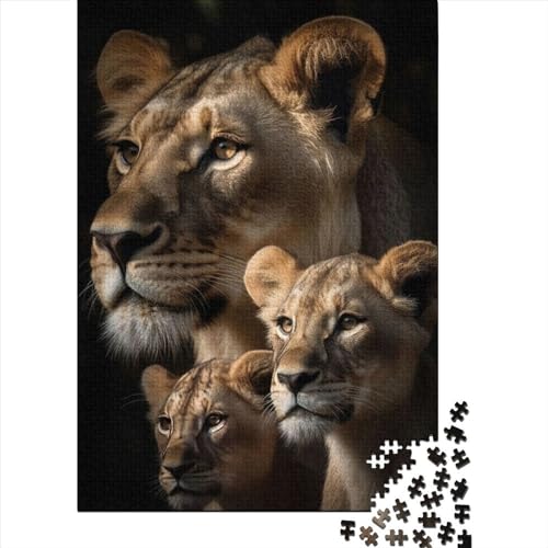 Löwin mit Jungen, Porträt-Puzzle, 1000 Stück, Holzpuzzle, Kinder, Puzzle, Familienspiel, Spielzeug, 1000 Teile (75 x 50 cm) von WXMMoney