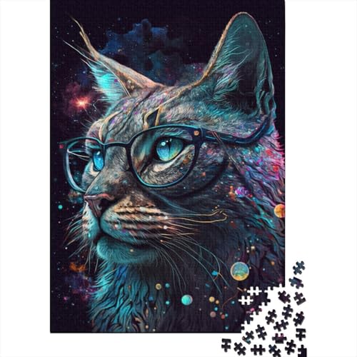 Luchs mit Brille Puzzle für Erwachsene 1000 Teile, klassisches Puzzle, Wandkunst, einzigartiges Spielzeug, Geschenk, 1000 Teile (75 x 50 cm) von WXMMoney