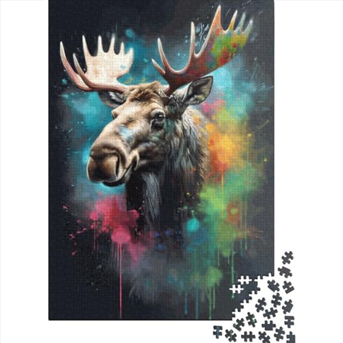 Moose Painting Puzzle 1000 Teile,Puzzle Für Erwachsene, Impossible Puzzle, Geschicklichkeitsspiel Für Die Ganze Familie,Puzzle Farbenfrohes,Puzzle-Geschenk,Raumdekoration Puzzel 1000pcs (75x50cm) von WXMMoney