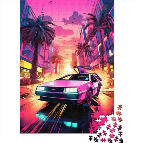 Neon Coole Sportwagen-Puzzles für Kinder, 1000-teiliges Puzzle, rechteckiges Puzzle, Geschenke und Heimdekoration und Familienspiel, 1000 Teile (75 x 50 cm) von WXMMoney