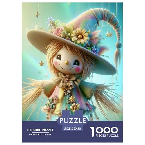 Niedliche Vogelscheuchen-Puzzles für Erwachsene und Jugendliche. Holzpuzzles für Erwachsene und Jugendliche. Nachhaltiges Puzzle für Erwachsene | Spiele 1000 Teile (75 x 50 cm) von WXMMoney