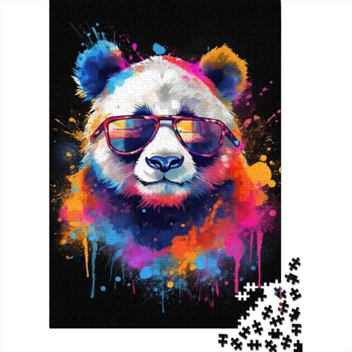 Panda mit Brille Puzzle 300 Teile Puzzle für Kinder Denkspiel Puzzle Spielzeug für Kinder 300 Teile (40x28cm) von WXMMoney