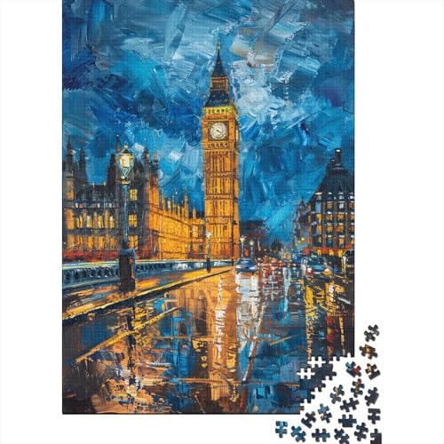 Puzzle 1000 Teile, bunt, Big Ben, für Kinder, Holzpuzzle, Lernspielzeug, 1000 Teile (75 x 50 cm) von WXMMoney