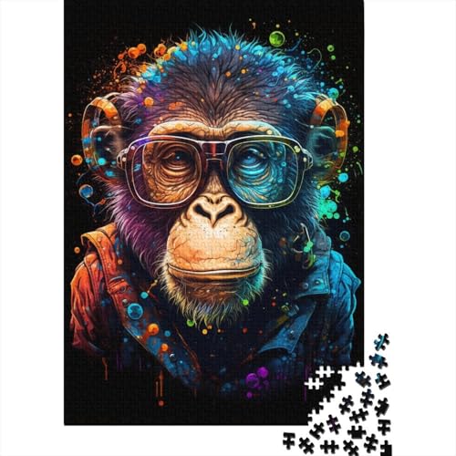 Puzzle 1000 Teile „AFFE mit Brille“, Puzzle für Kinder, Denkspiel, Puzzlespielzeug für Kinder, 1000 Teile (75 x 50 cm) von WXMMoney