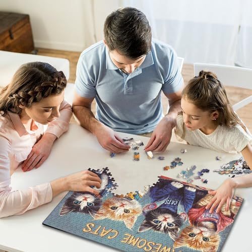 Puzzle 1000 Teile für Kinder, Weihnachtskätzchen-Puzzle für Kinder, Holzpuzzle, tolles Geschenk für Freunde und Familie, 1000 Teile (75 x 50 cm) von WXMMoney