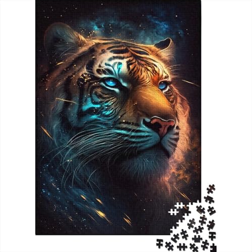 Puzzle 300 Teile, kosmisches Tier-Tiger-Puzzle, kreatives rechteckiges Puzzle, tolles Puzzle für Kinder, 300 Teile (40 x 28 cm) von WXMMoney