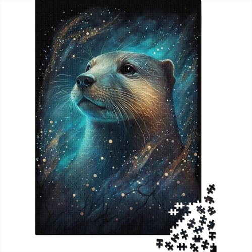 Puzzle 300 Teile Galaxy Art Otter Quadratisches Puzzle für Kinder & Holzbrettpuzzle Anspruchsvolles Spiel 300 Teile (40x28cm) von WXMMoney