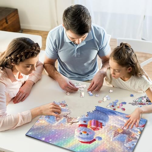 Puzzle 500 Teile, künstlerischer Weihnachts-Schneemann, quadratische Puzzles für Kinder und Holzpuzzles, Heimdekoration, Puzzlespielzeug, 500 Teile (52 x 38 cm) von WXMMoney