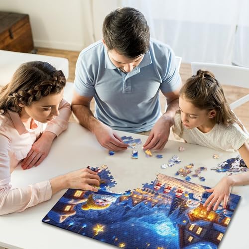 Puzzle 500 Teile Frohe Weihnachten Quadratische Puzzles für Kinder, Holzpuzzles Herausforderndes Spiel Puzzles 500 Teile (52x38cm) von WXMMoney