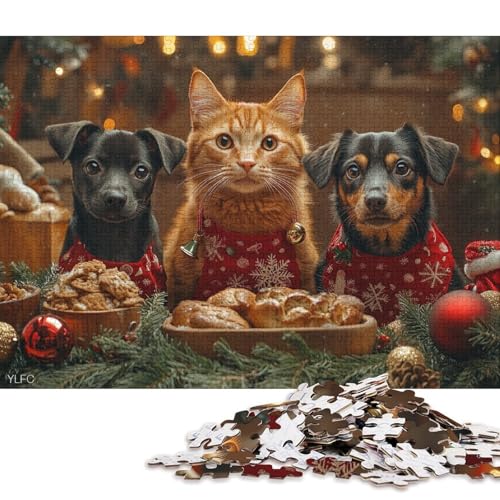 Puzzle 500 Teile Weihnachtskätzchen Quadratische Puzzles für Kinder, Holzpuzzles Herausforderndes Spiel Puzzles 500 Teile (52x38cm) von WXMMoney