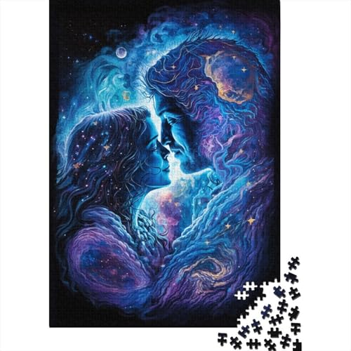 Puzzle 500 Teile für Erwachsene, Puzzle „Paar in der Galaxie“, kreatives quadratisches Puzzle für Kinder und Holzbrett-Puzzle, Heimdekoration, Puzzle-Spielzeug, 500 Teile (52 x 38 cm) von WXMMoney