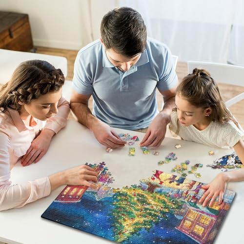 Puzzle 500 Teile für Kinder, Weihnachts-Stadtplatz-Puzzle für Kinder und Holzpuzzle, einzigartiges Puzzle, pädagogisches Spaßspiel, Spielzeug, 500 Teile (52 x 38 cm) von WXMMoney