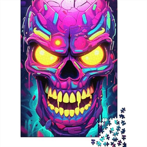 Puzzle Bunter Neon-Graffiti-Totenkopf 1000 Teile Puzzle für Kinder Holzpuzzle Geeignet für Kinder und über 18 Jahre alt Tolle Kinder 1000 Stück (75x50cm) von WXMMoney