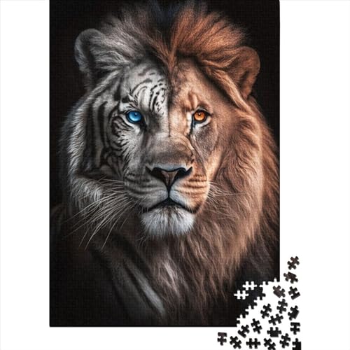 Puzzle für Erwachsene, 1000 Teile, Löwe, Tiger, Porträt, Holzpuzzle, Spielzeug für Erwachsene, Puzzle, Dekompressionsspiel, 1000 Teile (75 x 50 cm) von WXMMoney