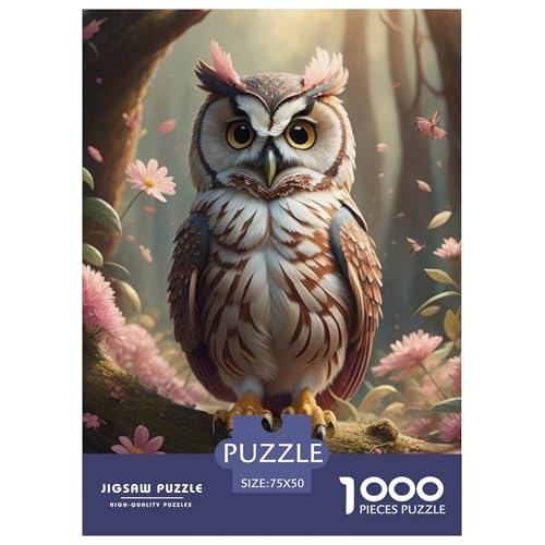 Puzzle für Erwachsene, 1000 Teile, Tierkunst, Eule, Holzpuzzle für Erwachsene, Lernspiel, Herausforderungsspielzeug, 1000 Teile (75 x 50 cm) von WXMMoney