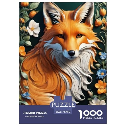 Puzzle für Erwachsene, 1000 Teile, Tierkunst, Fuchs, Holzpuzzle für Erwachsene, Lernspiel, Herausforderungsspielzeug, 1000 Teile (75 x 50 cm) von WXMMoney