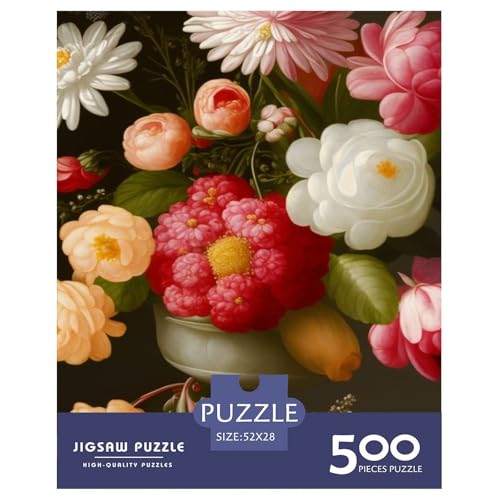 Puzzle für Erwachsene, 500 Stück, Kunst-Blumen-Puzzle, Puzzle für Erwachsene, Lernspiel, Herausforderungsspielzeug, 500 Teile (52 x 38 cm) von WXMMoney