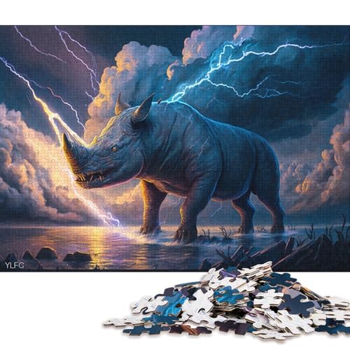 Puzzle für Erwachsene, 500 Teile, Art Dream Rhino, kreatives quadratisches Puzzle für Kinder und Holzpuzzle, anspruchsvolles Spiel, 500 Teile (52 x 38 cm) von WXMMoney