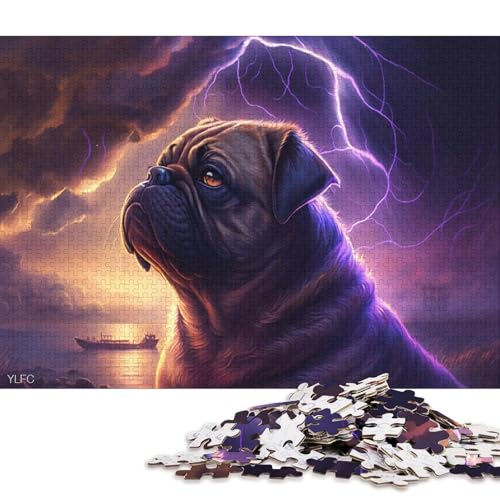 Puzzle für Erwachsene, 500 Teile, Fantasy-Art-Mops, kreatives quadratisches Puzzle für Kinder und Holzpuzzle, anspruchsvolles Spiel, 500 Teile (52 x 38 cm) von WXMMoney